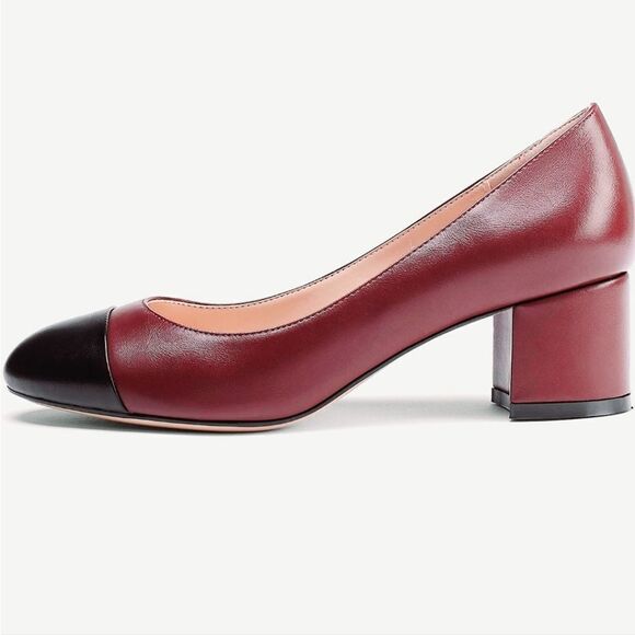 NIB ALLASWISH Women's Mid Heel Pumps Shoes Round Toe Color Blocking - Picture 3 of 9